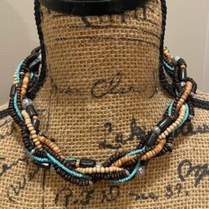 Brown multimedia necklace